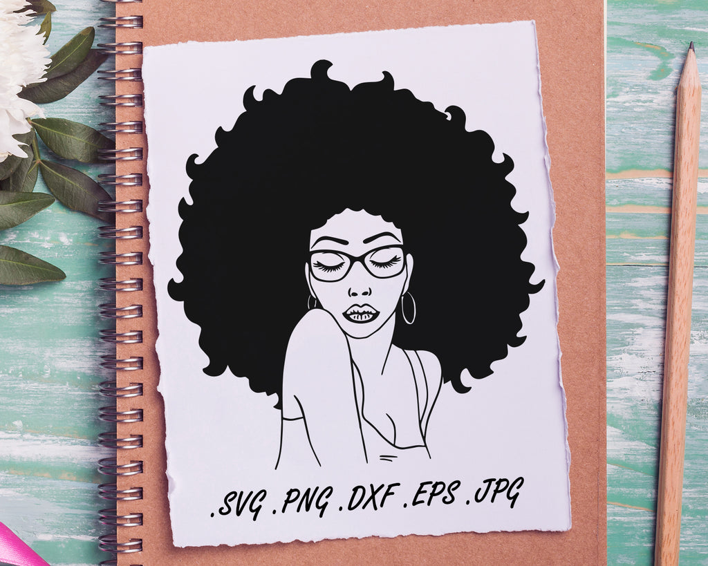 Download Afro Woman Glasses Silhouette Design Sexy Black Woman With Glasses Sv Svg Designs For Cutting And Printing