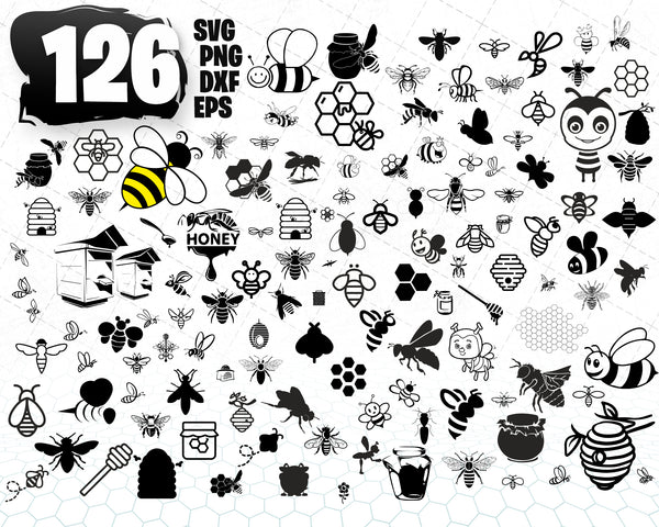 Download Bee Bundle Svg, Bee Silhouette Bundle, Bee Svg, Bee ...