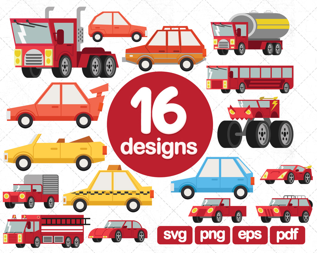 Download Kids Car Svg Clipart Bundle Vehicle Transport Polise Car Bus Air Ballo Svg Designs For Cutting And Printing