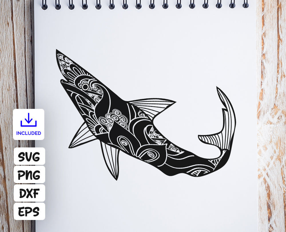 Download Zentangle Whale Shark SVG, Mandala Whale Shark SVG, Whale ...