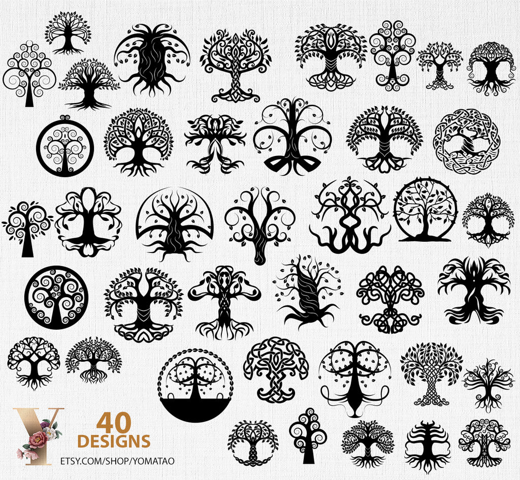 Celtic Tree Silhouette Svg Bundle Celtic Tree Cutfiles Celtic Tree V Svg Designs For Cutting And Printing