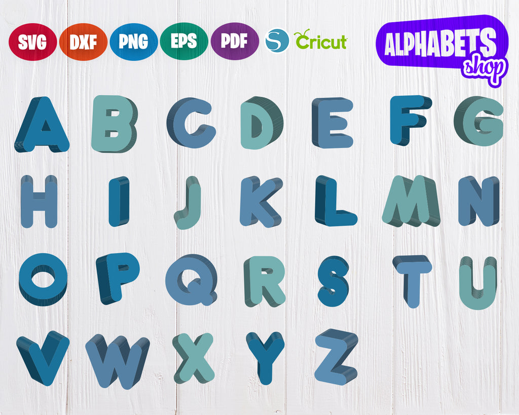 Download 3d Alphabets Svg 3d Square Letters Pack Alphabet Cutting Files Mode Svg Designs For Cutting And Printing