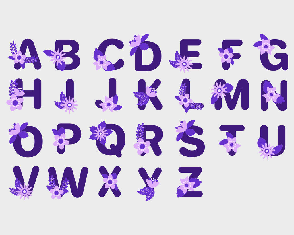 Download Violet Florel Alphabet Svg Violet Floral Alphabet Violet Floral Abc Svg Designs For Cutting And Printing