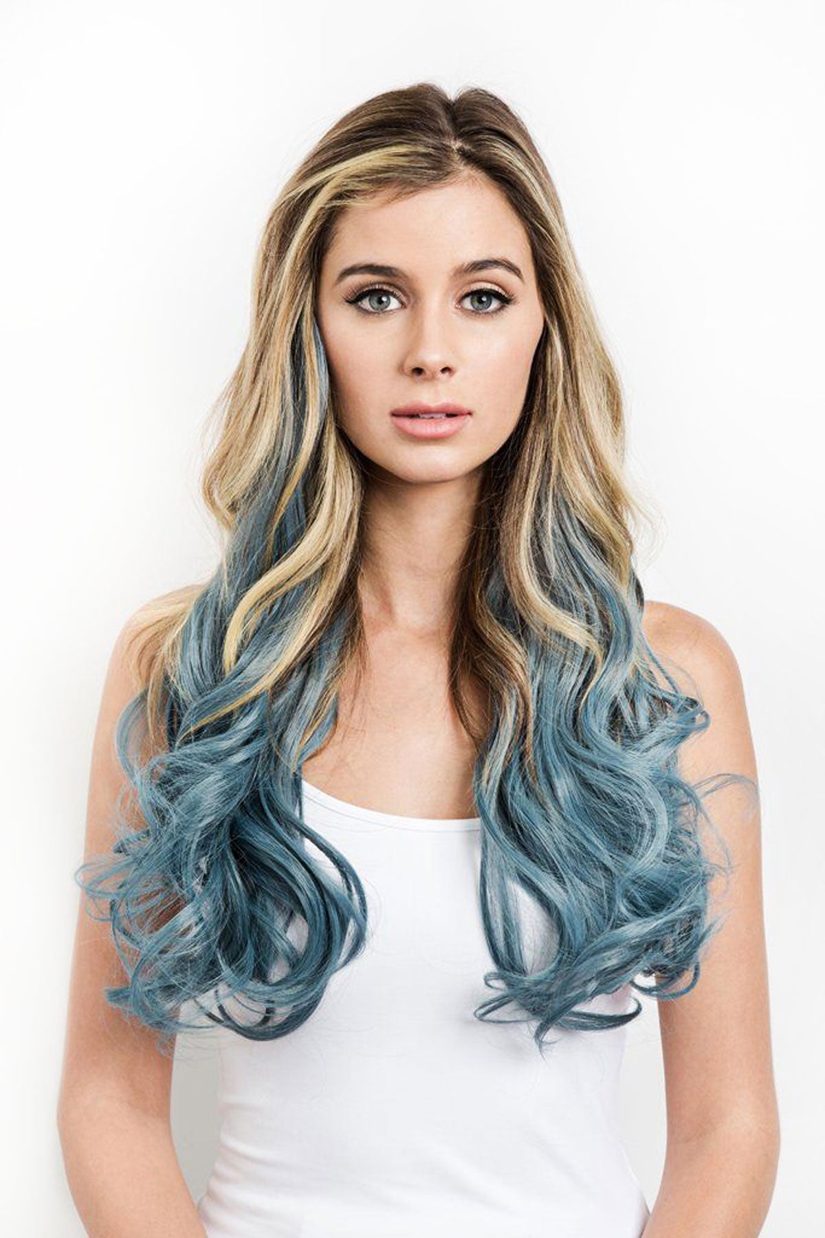 Blue Tone Ombre Halo Extensions