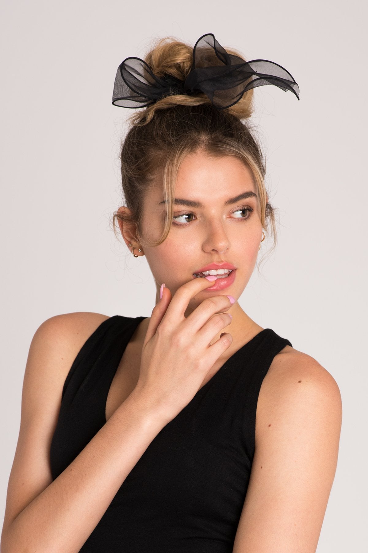 Chiffon Wire-Bow Ponytail Holder