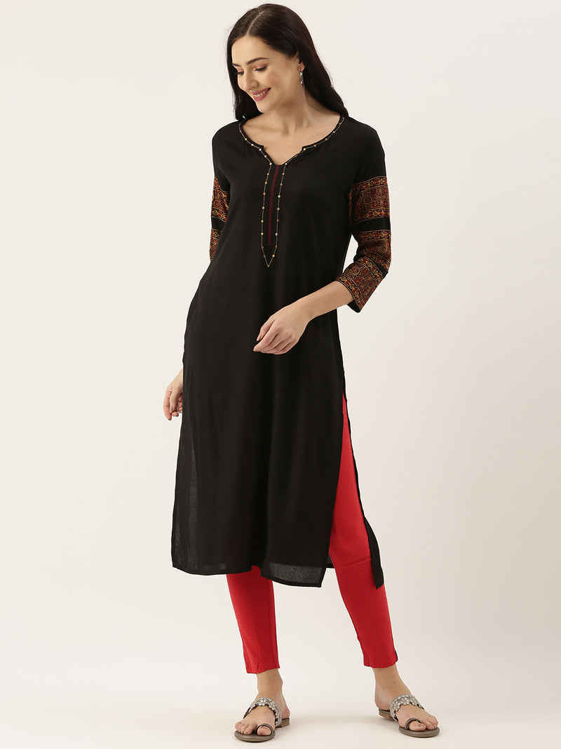 Black Thread Work Kurta – Amukti - The Women's Ethnic Fashion Store