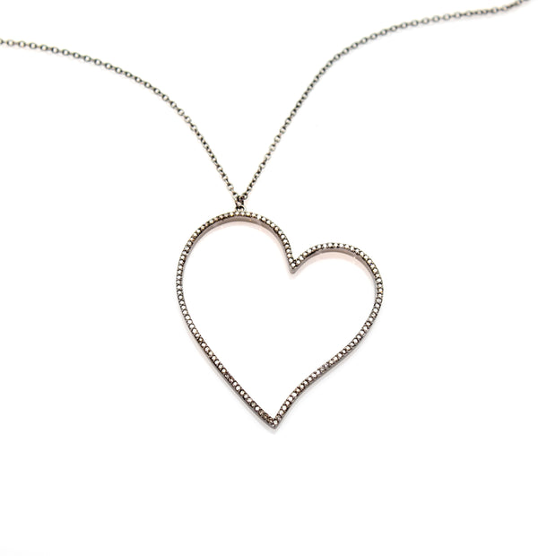 Oversized Diamond Curvy Heart Necklace