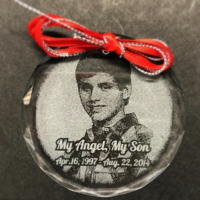 In Loving Memory Christmas Ornament with Photo, Memorial Photo Christmas Ornament, Sympathy Picture Ornament | Enchanted Memories, Custom Engraving