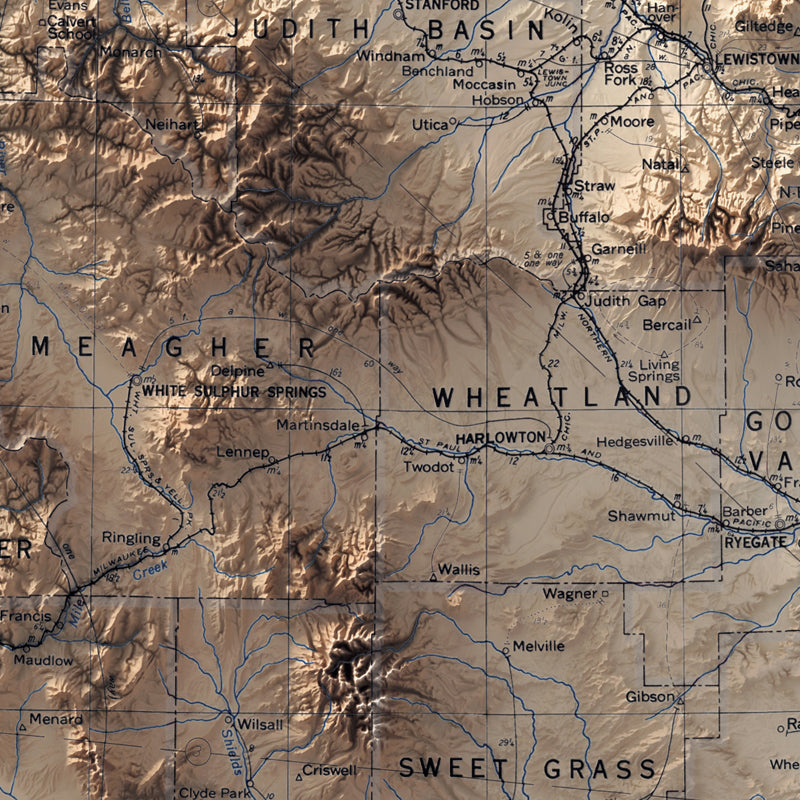 Montana Shaded Relief Map