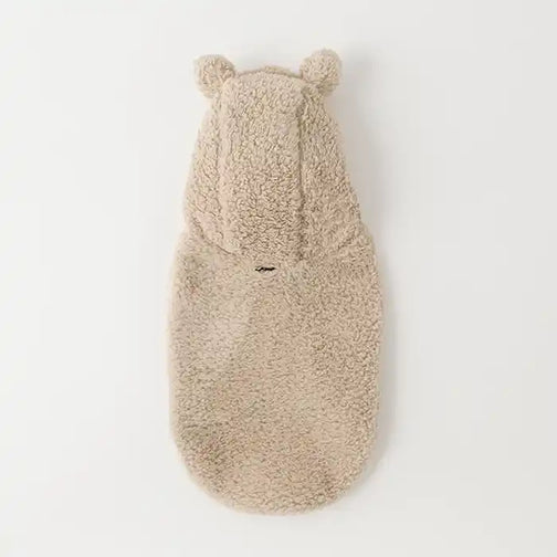 moncheri bear fleece hoodie in beige