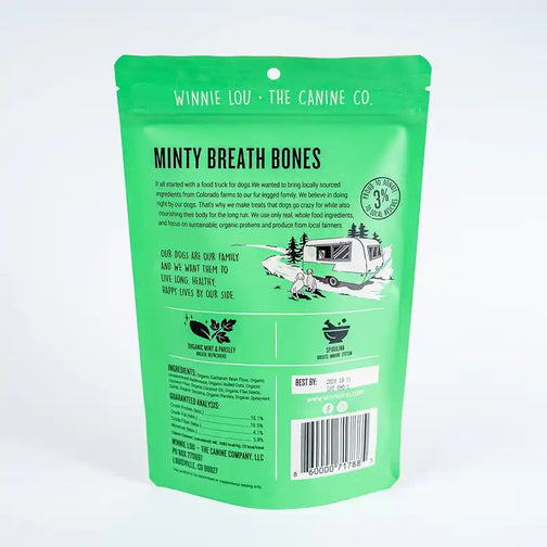 minty breath bones back of packaging