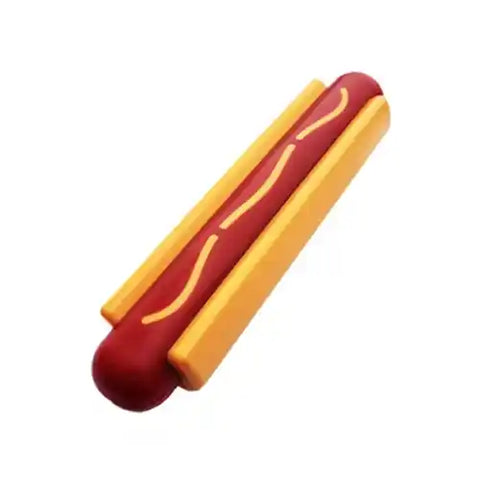 ultra durable nylon hot dog toy for aggressive chewers