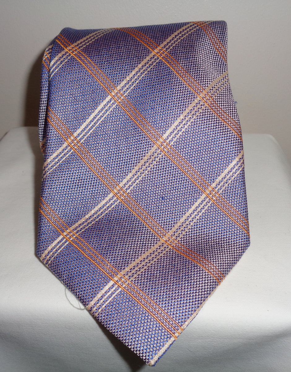 Vintage Tie Rack Silk Tie Purple With Diagonal Lines In Orange And Cre ...