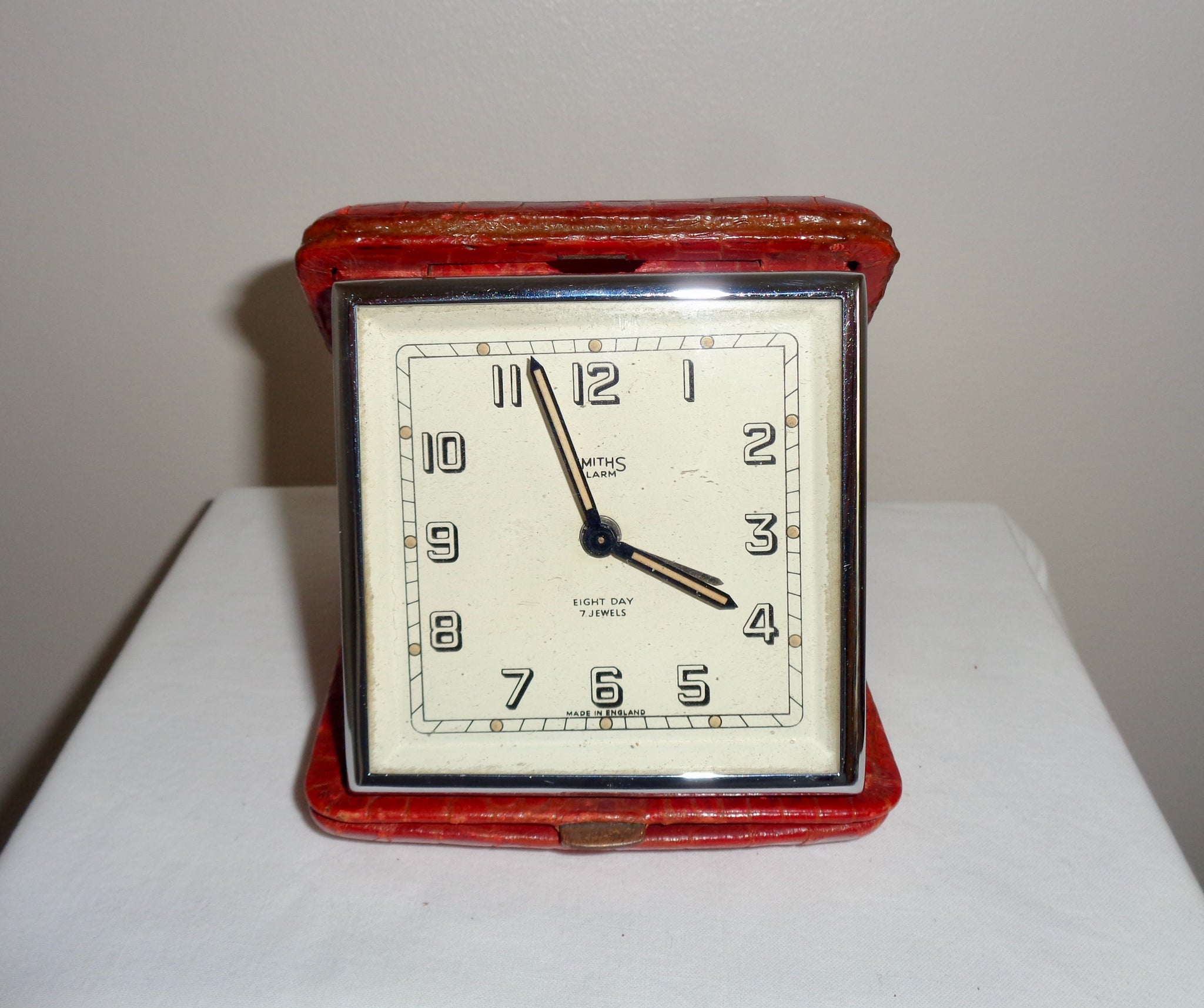 Vintage Smiths Travel Alarm Clock In A Red Leather Case – Mullard ...