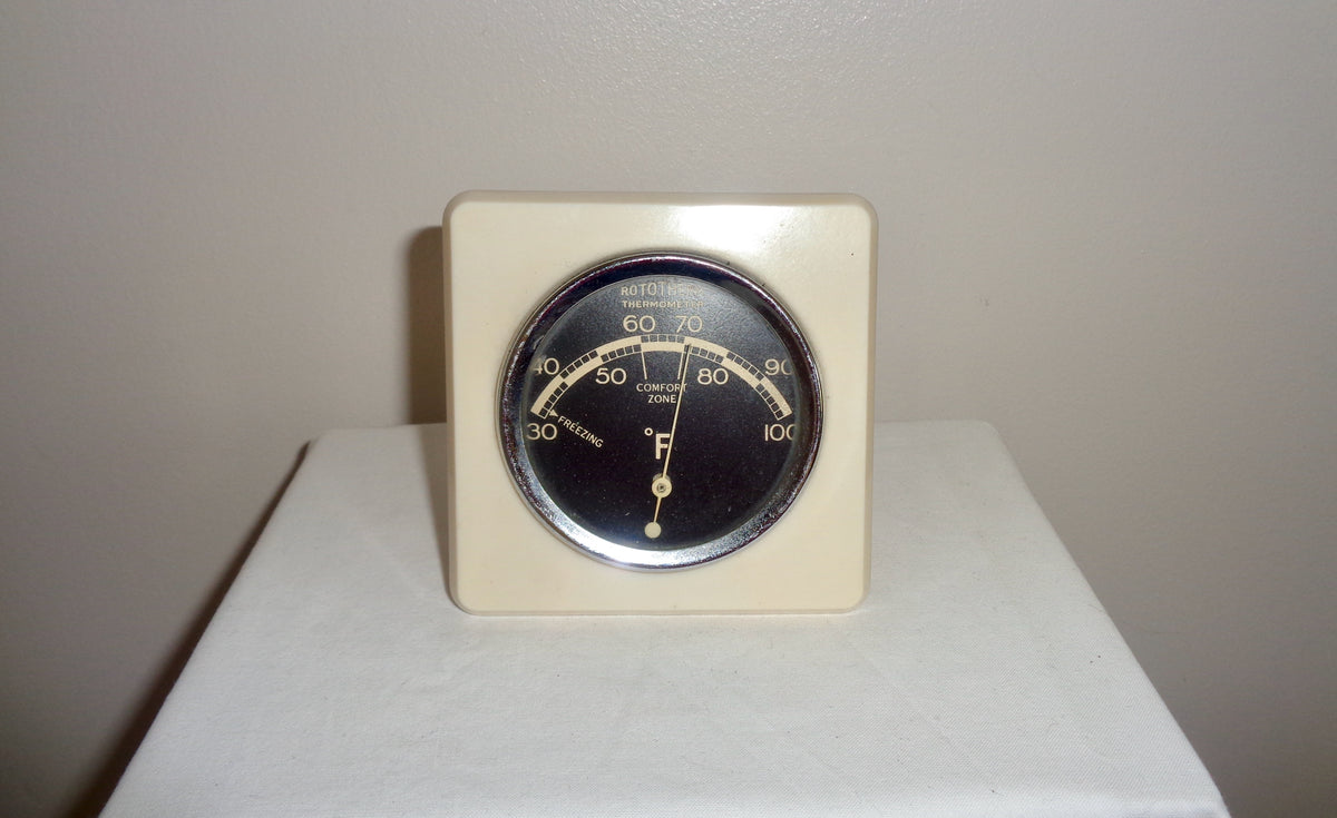 1930s White Bakelite Square Rototherm Thermometer – Mullard Antiques ...