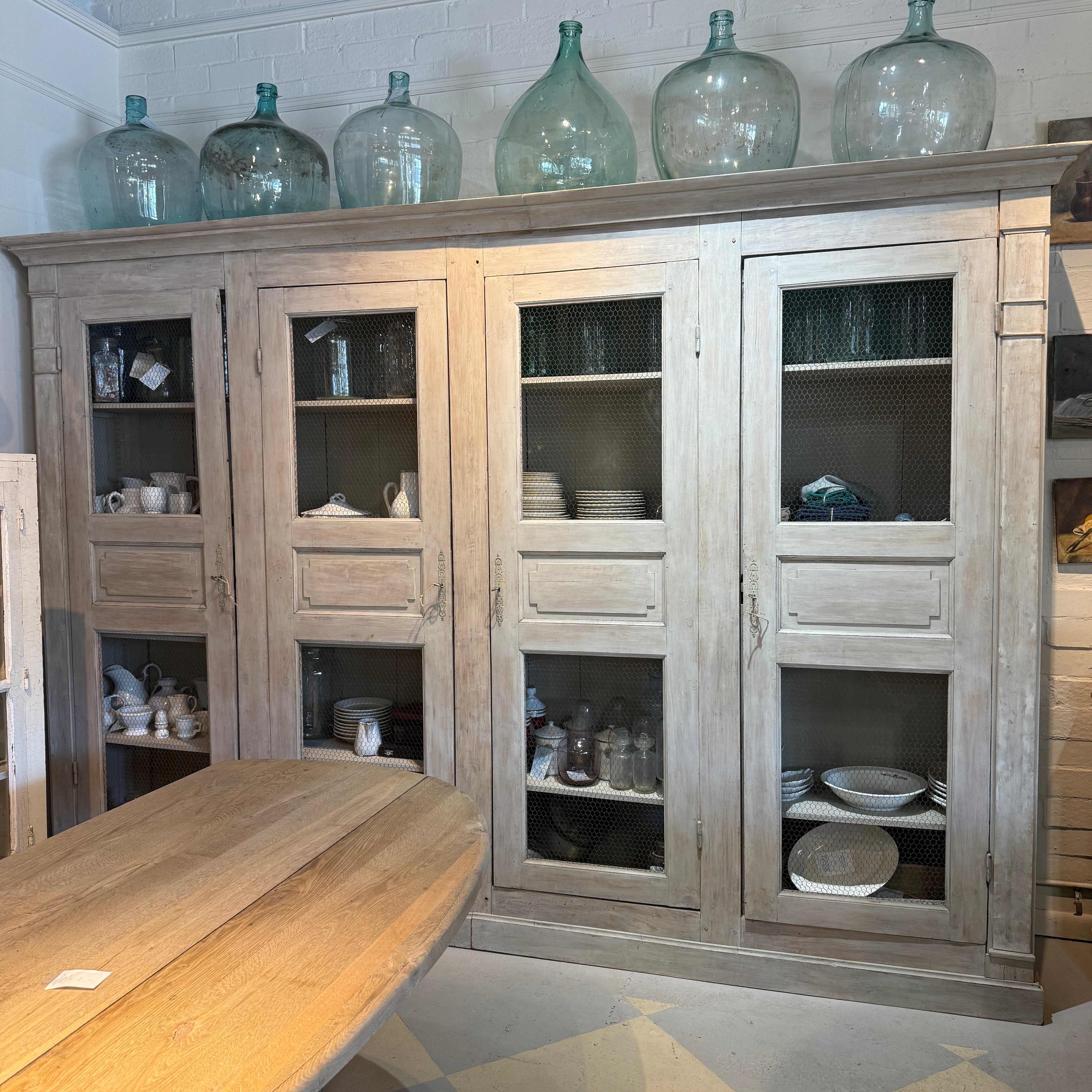 Massive Grey Painted French Display Case