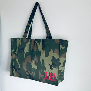 Personalised Initial Large Camouflage Shopper Bag