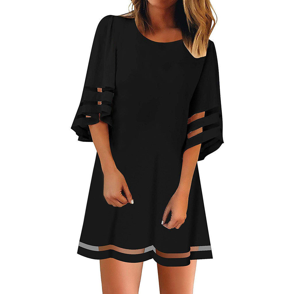 black bell sleeve dress plus size