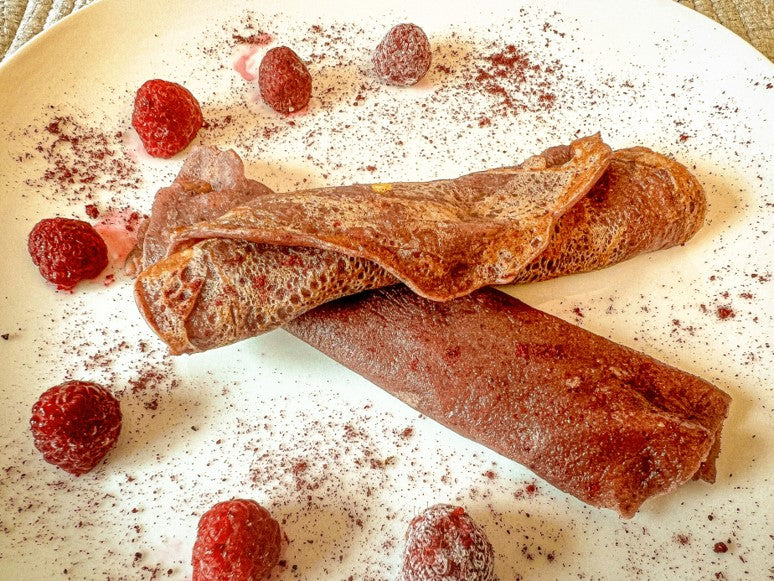 Glutenfreier Wrap aus Sauerteig mit Himbeeren