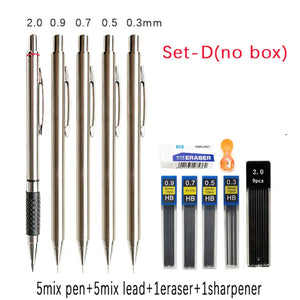 6pcs Mechanical Pencil Set 2.0, 0.3, 0.5, 0.7, 0.9mm Automatic Pencil - Daisylite Creations - Automatic Mechanical Pencil