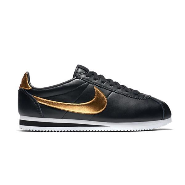 nike cortez black gold suede