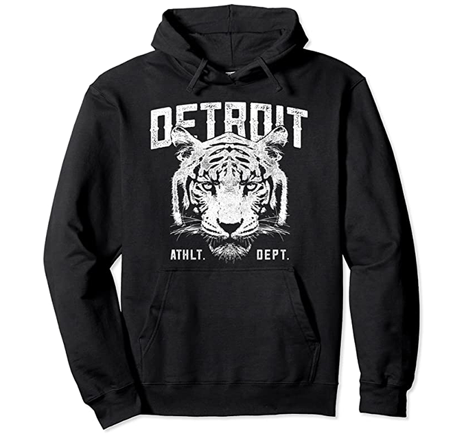 Detroit Tigers Gangster Hoodie - Detroit Clothing - Visibly Black XL
