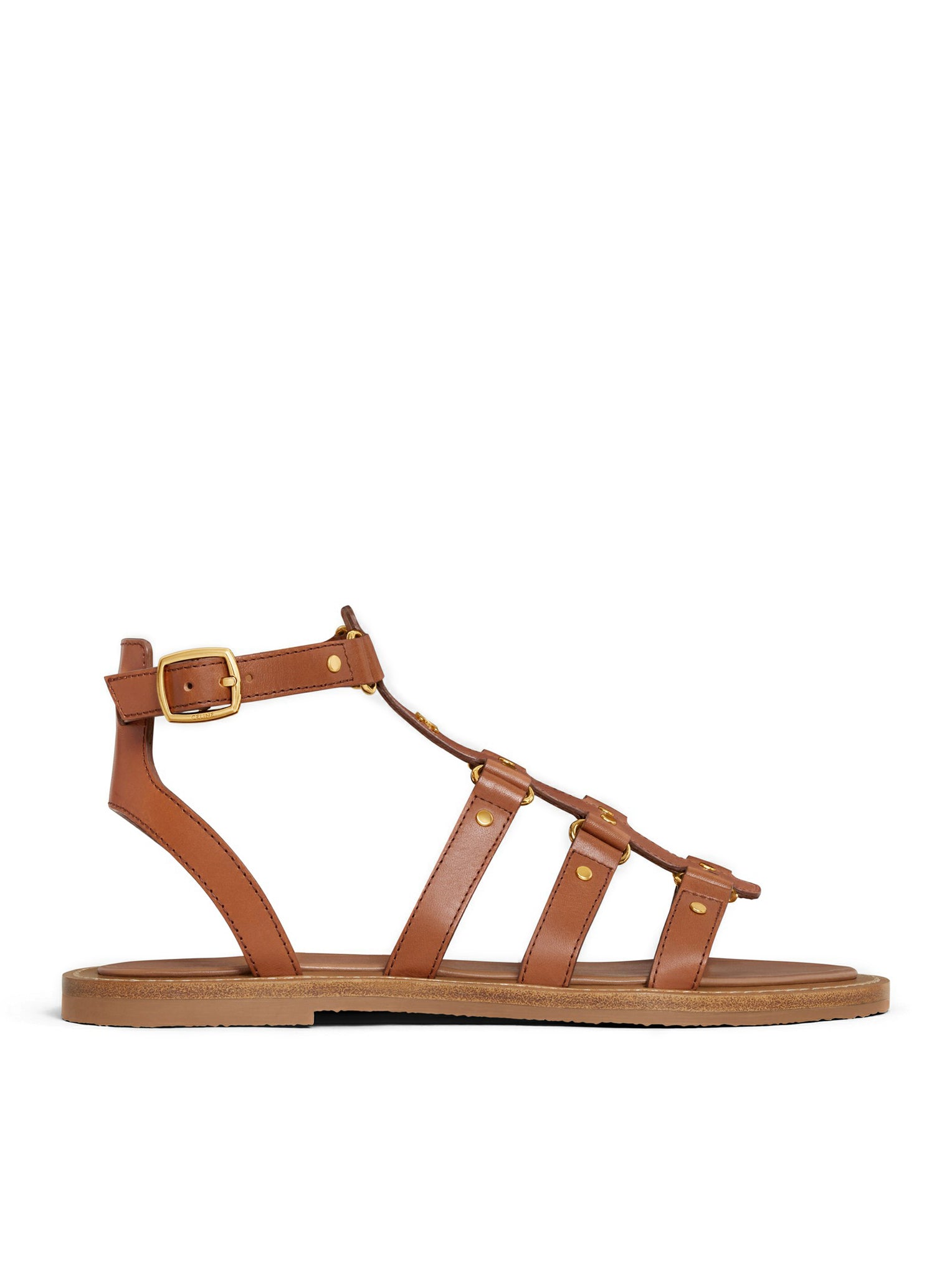 Celine Lympia  Gladiator Style Sandal In Calf Leather In Brown