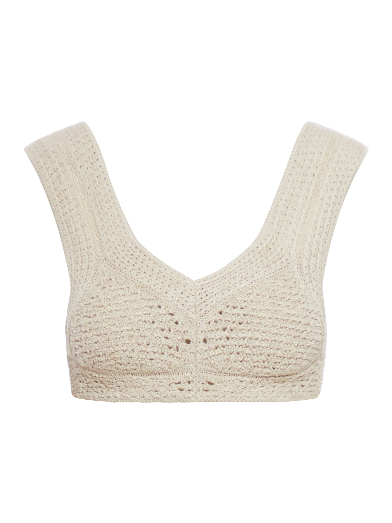 Bottega Veneta Crochet Effect Cotton Bra In Nude & Neutrals