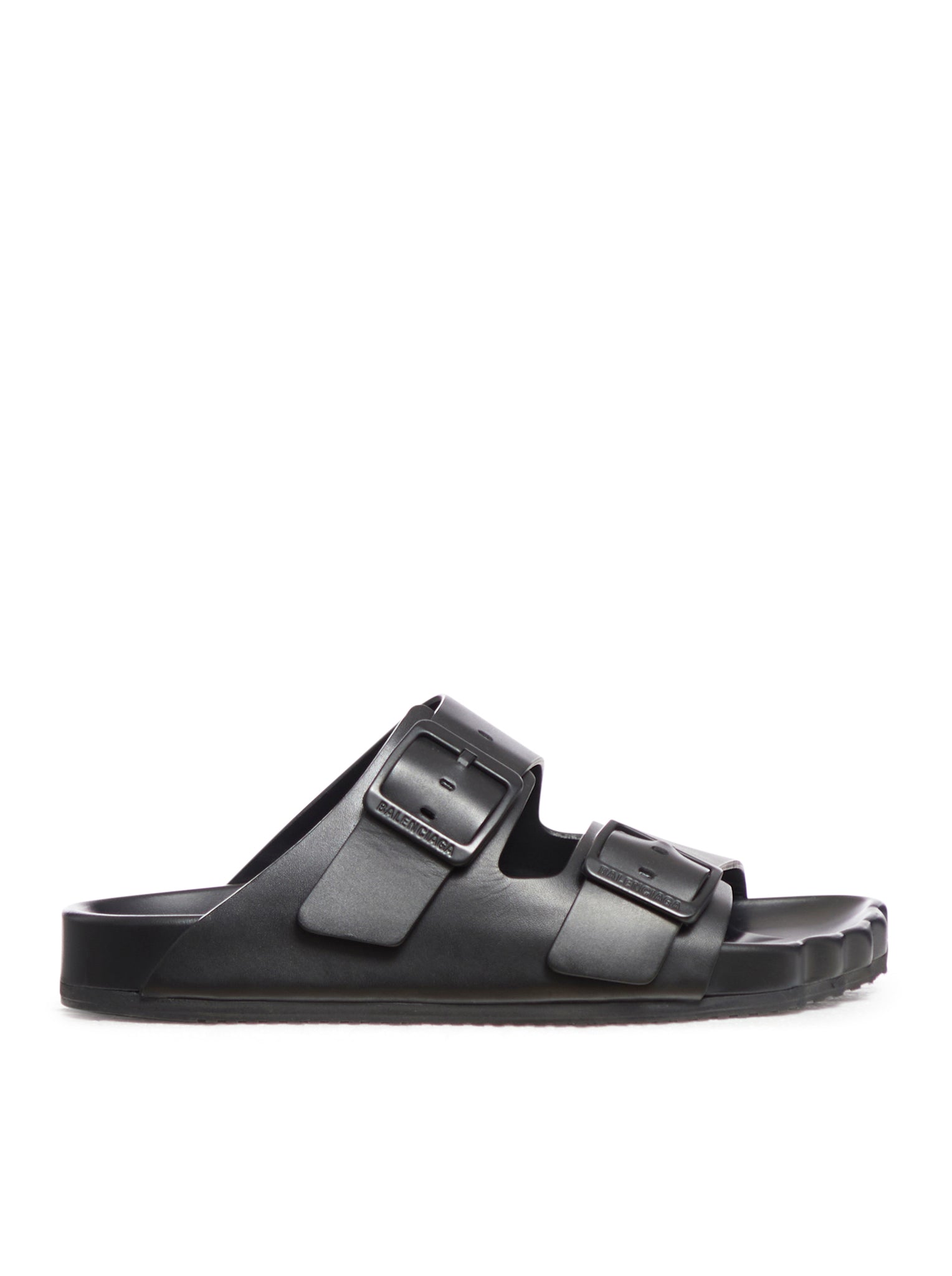 Shop Balenciaga Matte Leather Sandal In Black