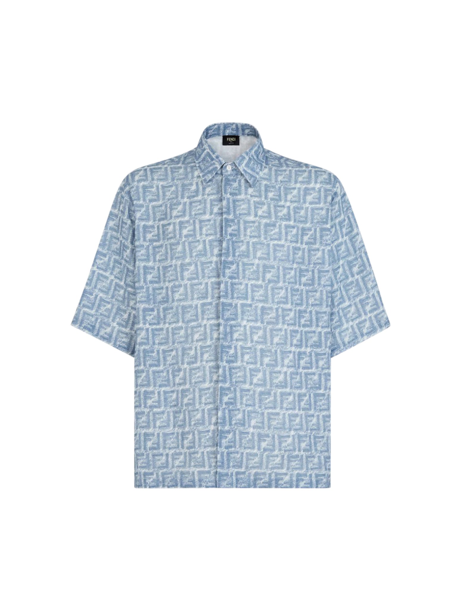 Fendi Blue Ff Linen Shirt