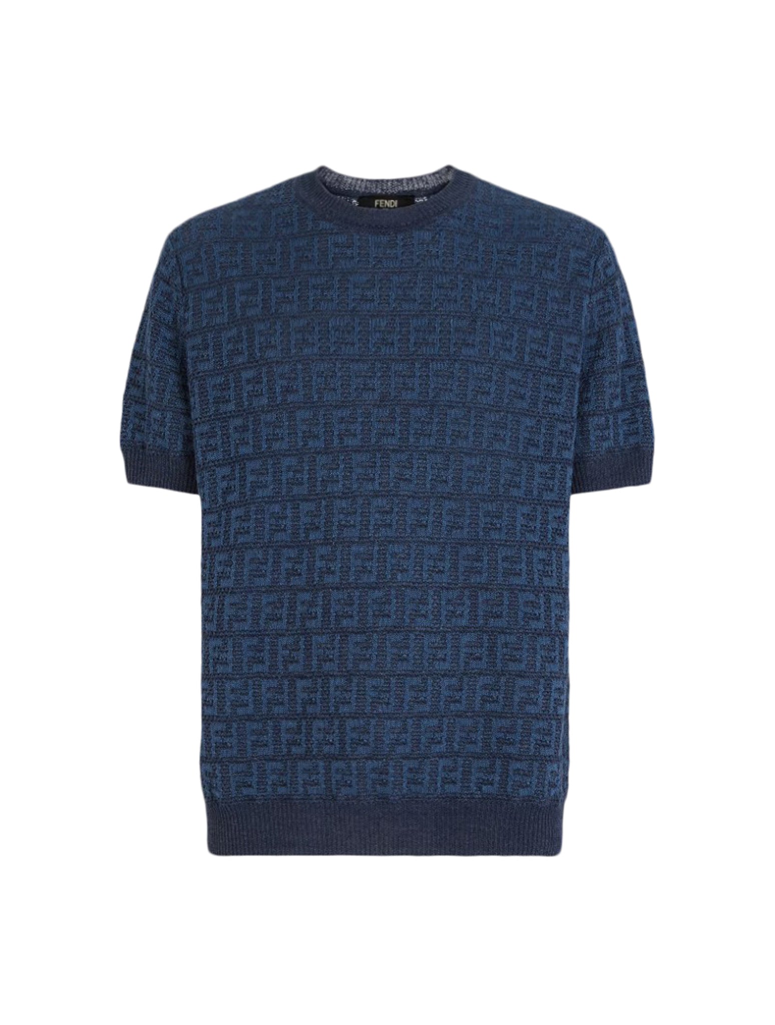 Fendi Blue Ff Cotton And Linen Sweater