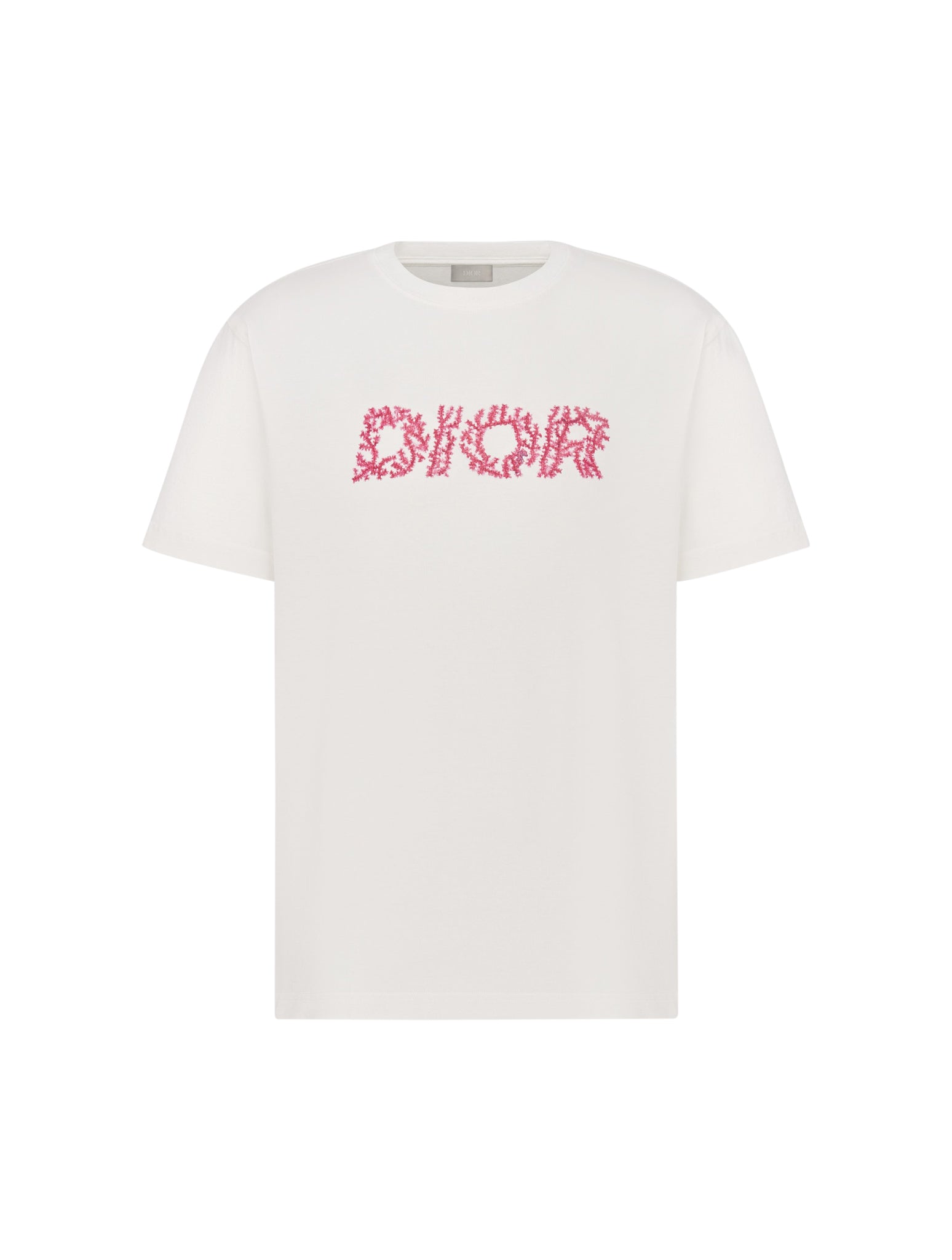 Dior Italic T-shirt With Coral Motif In White