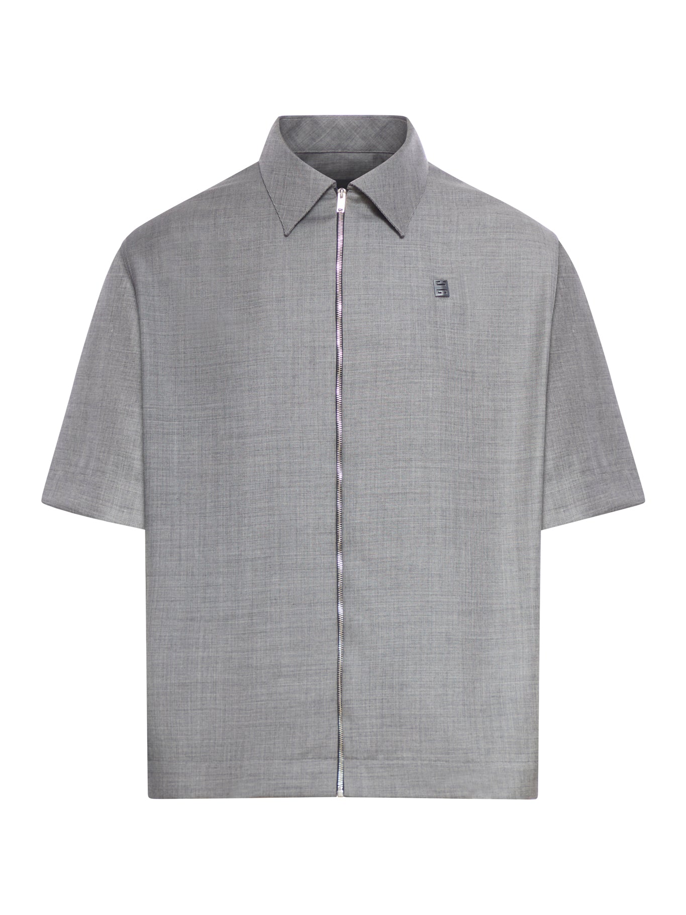 Givenchy From The Parade Wool Zip-up Shirt With 4g Detail In Gray