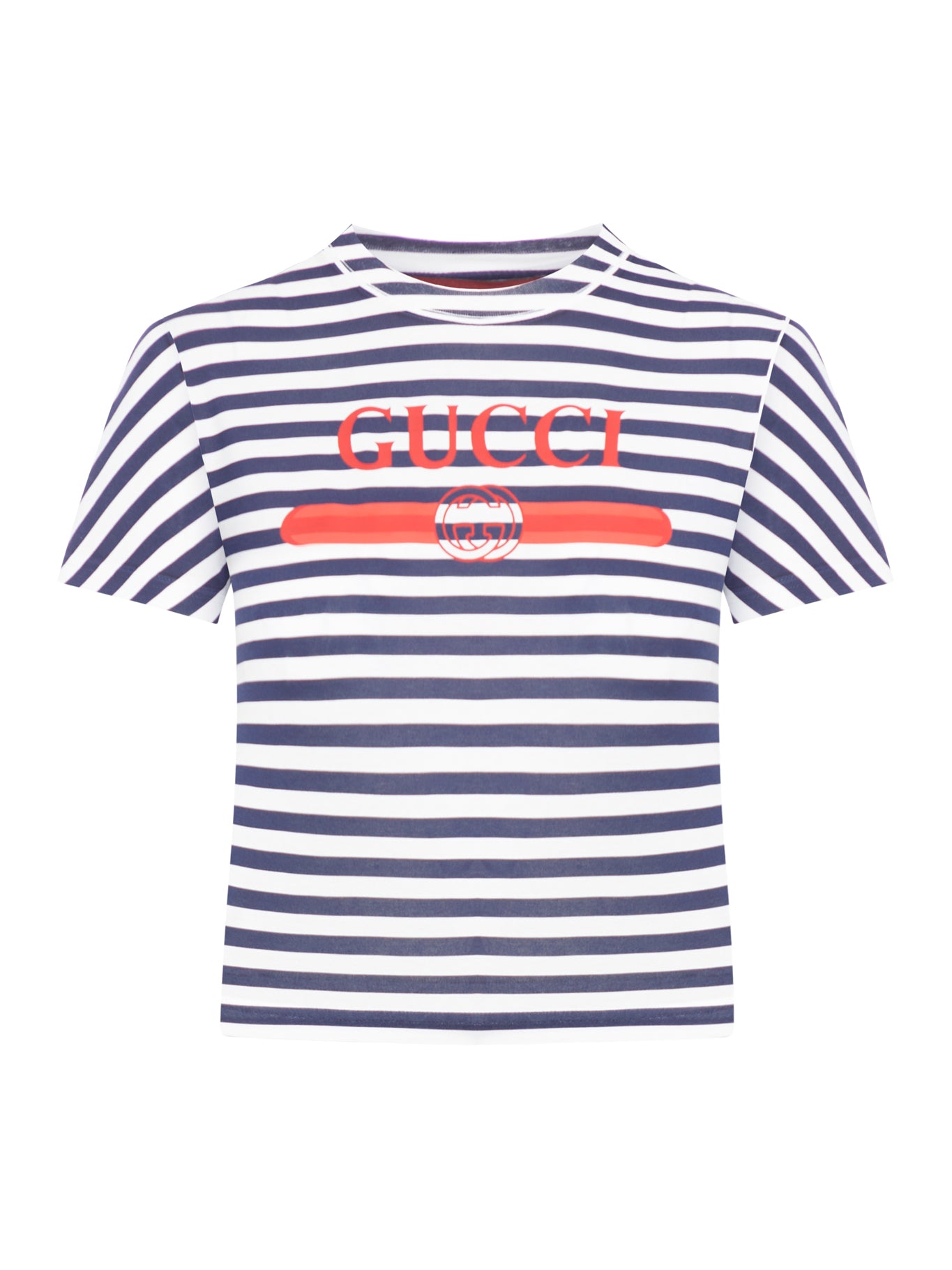 Gucci Striped Cotton Jersey T-shirt With  Print In White