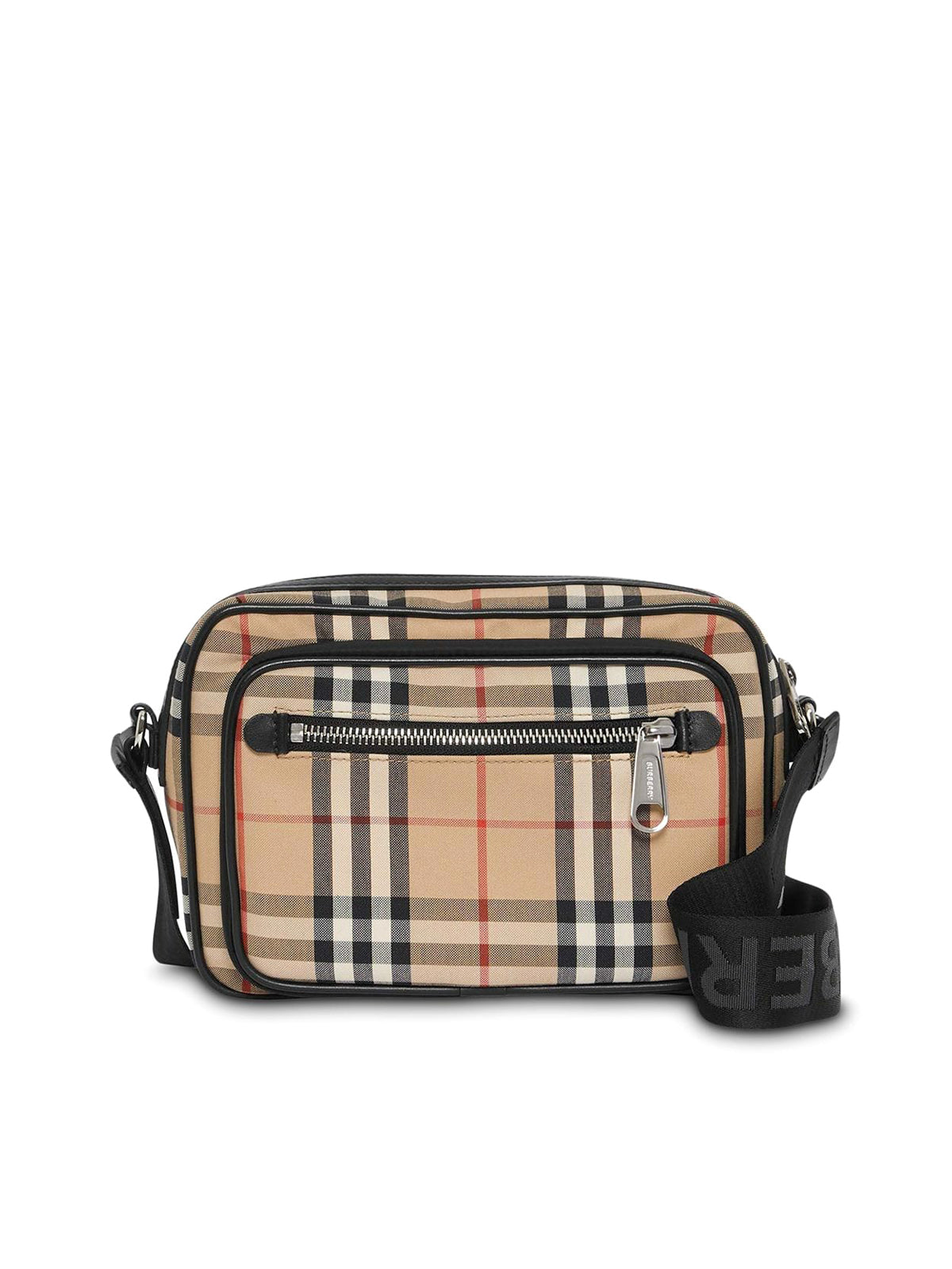 BURBERRY VINTAGE CHECK AND LEATHER CROSSBODY BAG