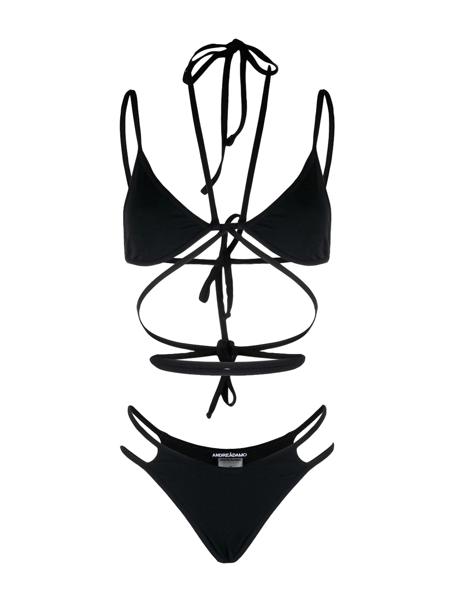 Adamo Ribbed Multi-tie Bikini In Black