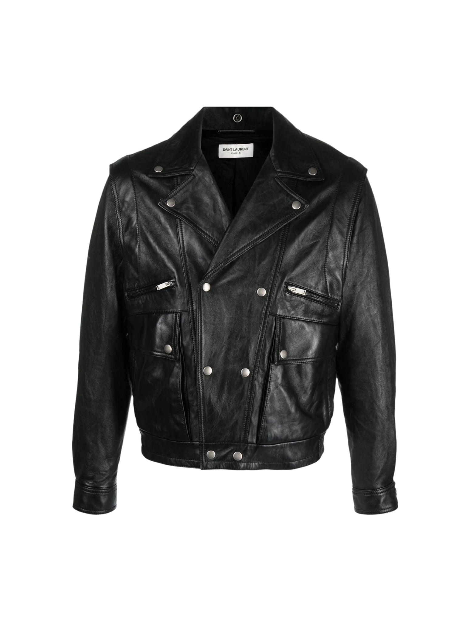 SAINT LAURENT CRINKLED-EFFECT LEATHER JACKET