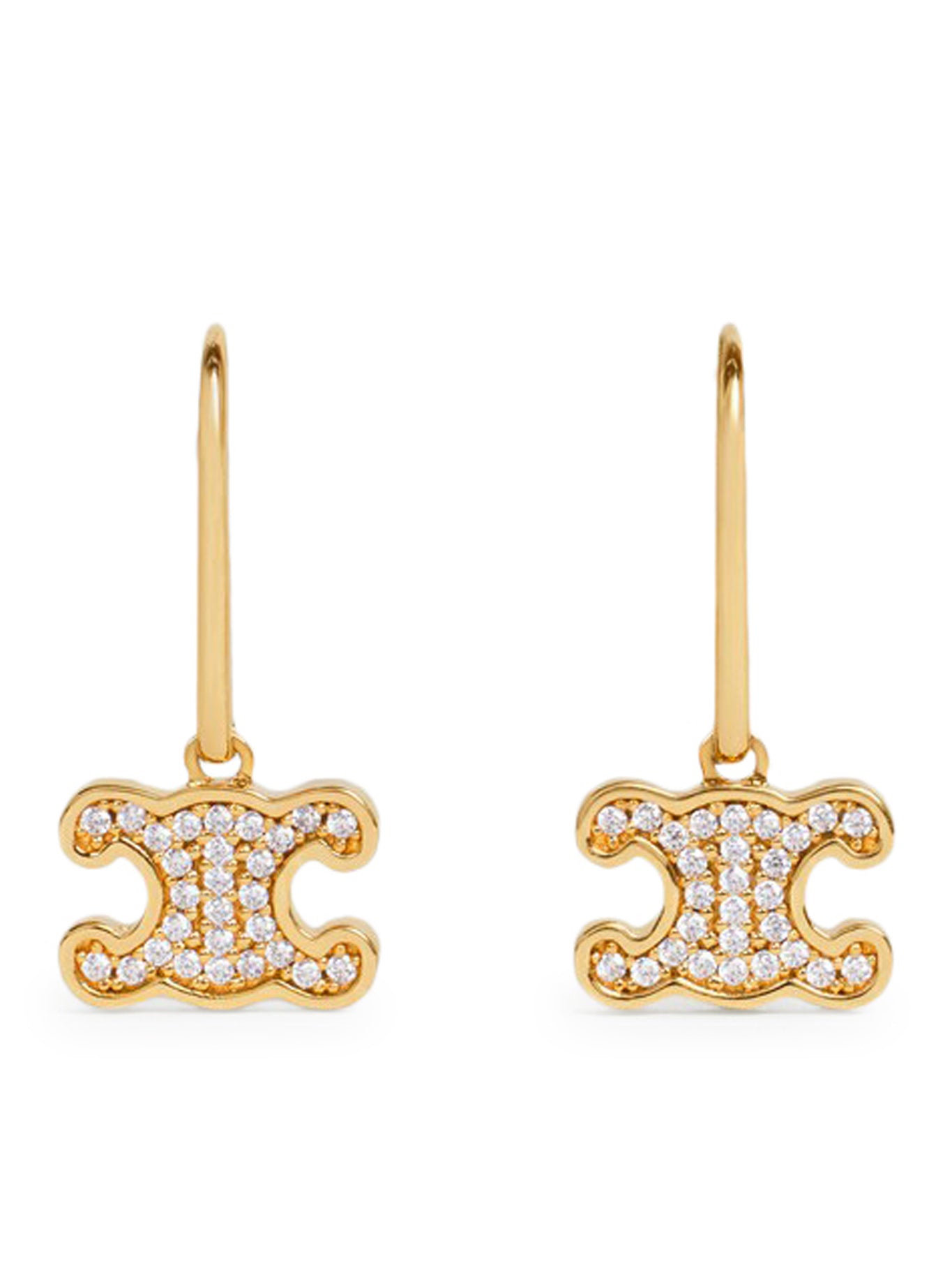 Celine Triomphe Earrings With Brass Rhinestones With Gold Finish And Gold Crystals In Multicolour