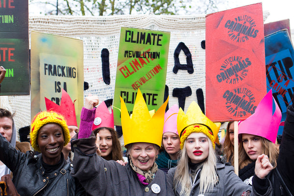 Vivienne Westwood, with over 50,000 people who marched in London, England, to campaign for climate change ahead of COP21 in Paris, France. Photograph: Matthew Kirby.