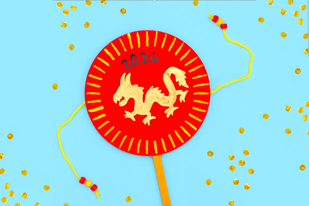 Chinese New Year paper Plate Rattle Drum
