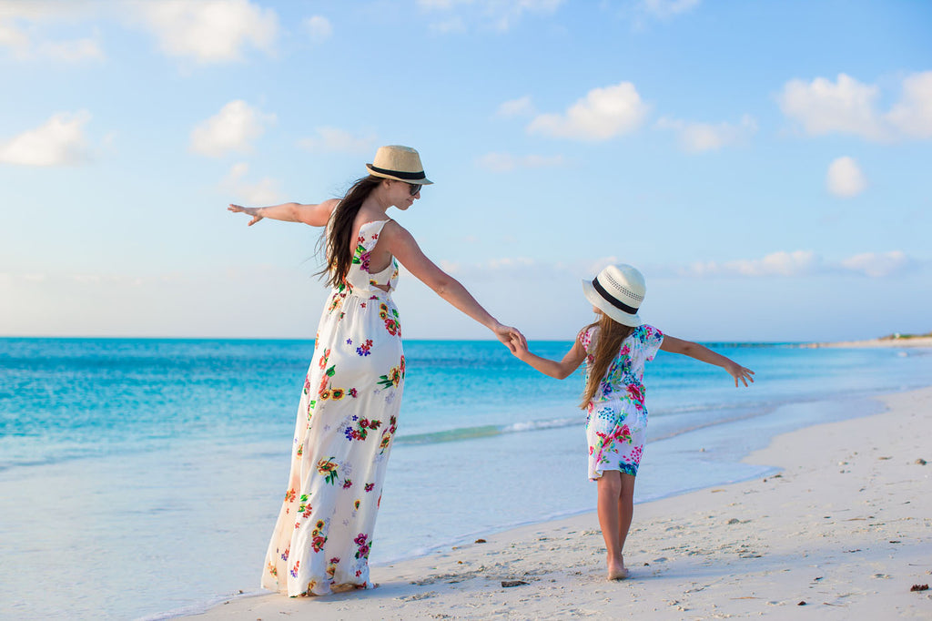 mummy and daughter floral printed beach dress