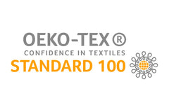The OEKO-TEX 100 logo featuring the phrase 'Confidence in textiles'.