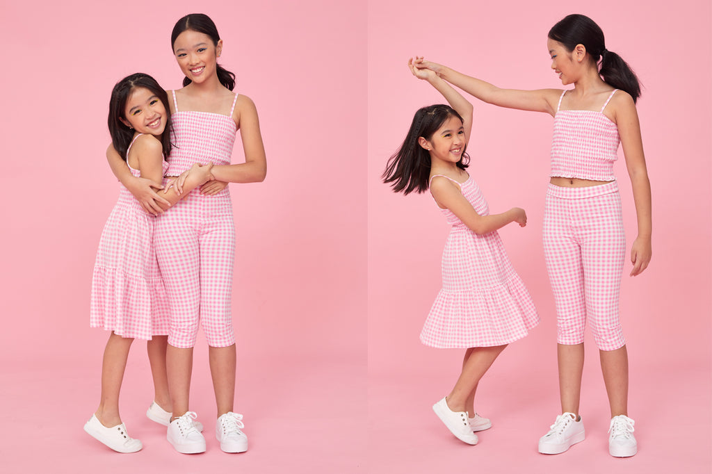 Pink Gingham outfits by Gen Woo