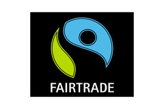 The black, blue and green orb symbol known as the 'Fairtrade' logo.