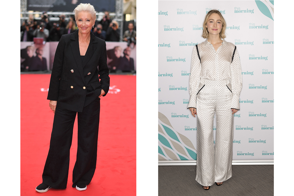 (Left) Emma Thompson wearing Mother of Pearl. (Right) Saoirse Ronan wearing Mother of Pearl.