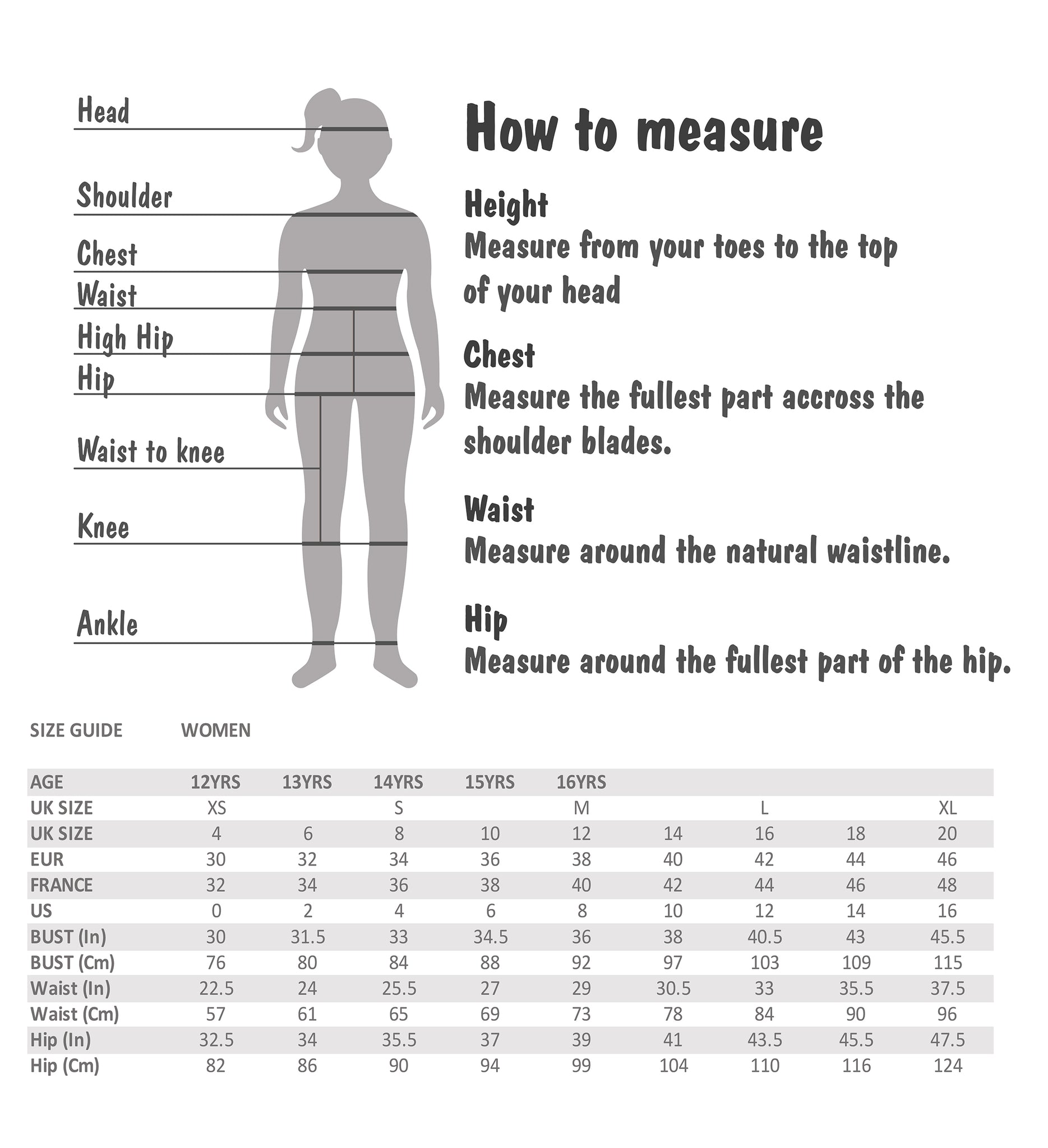 Clothing Size Guide, Women