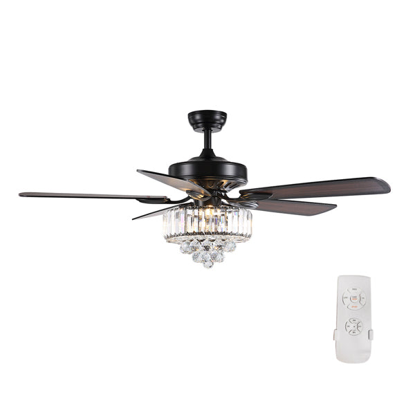 retro ceiling fan with crystal covered lamp remote controller