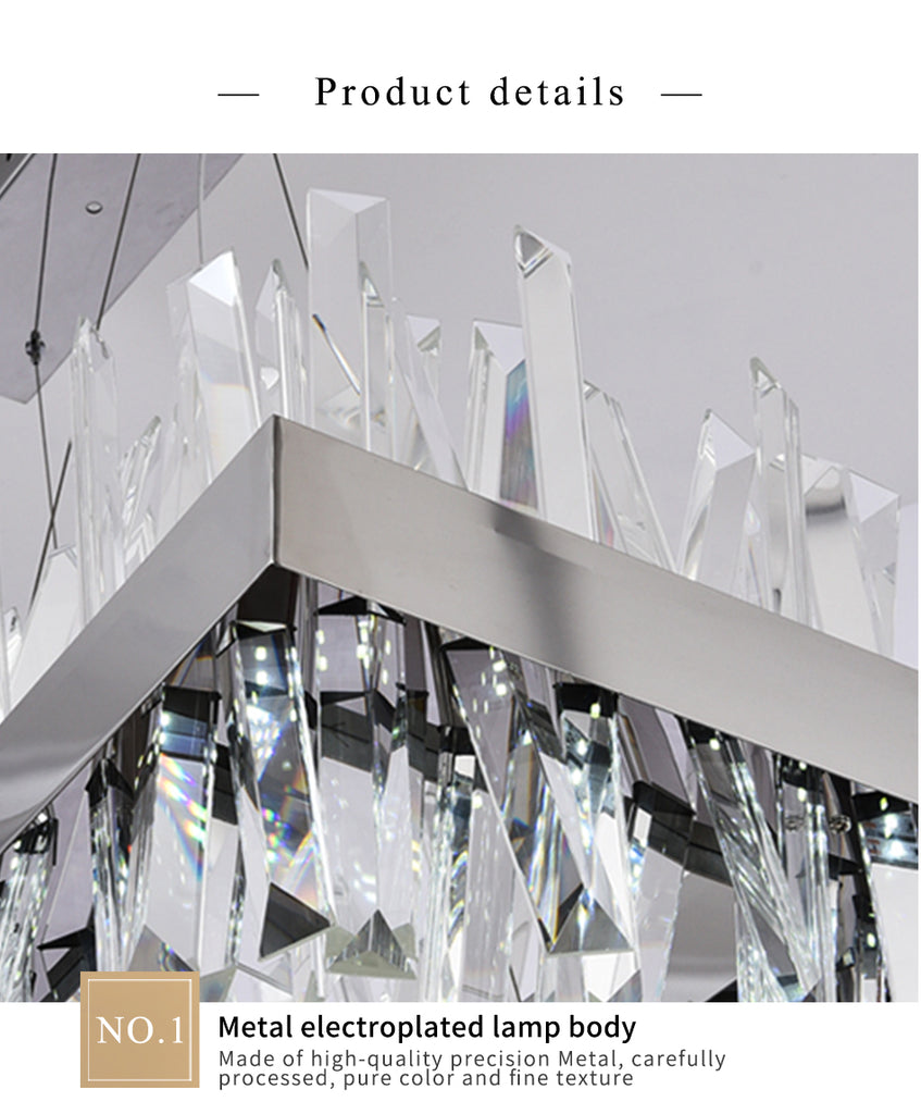 Modern Chandelier Clear Crystal Stainless Steel Pendant Light