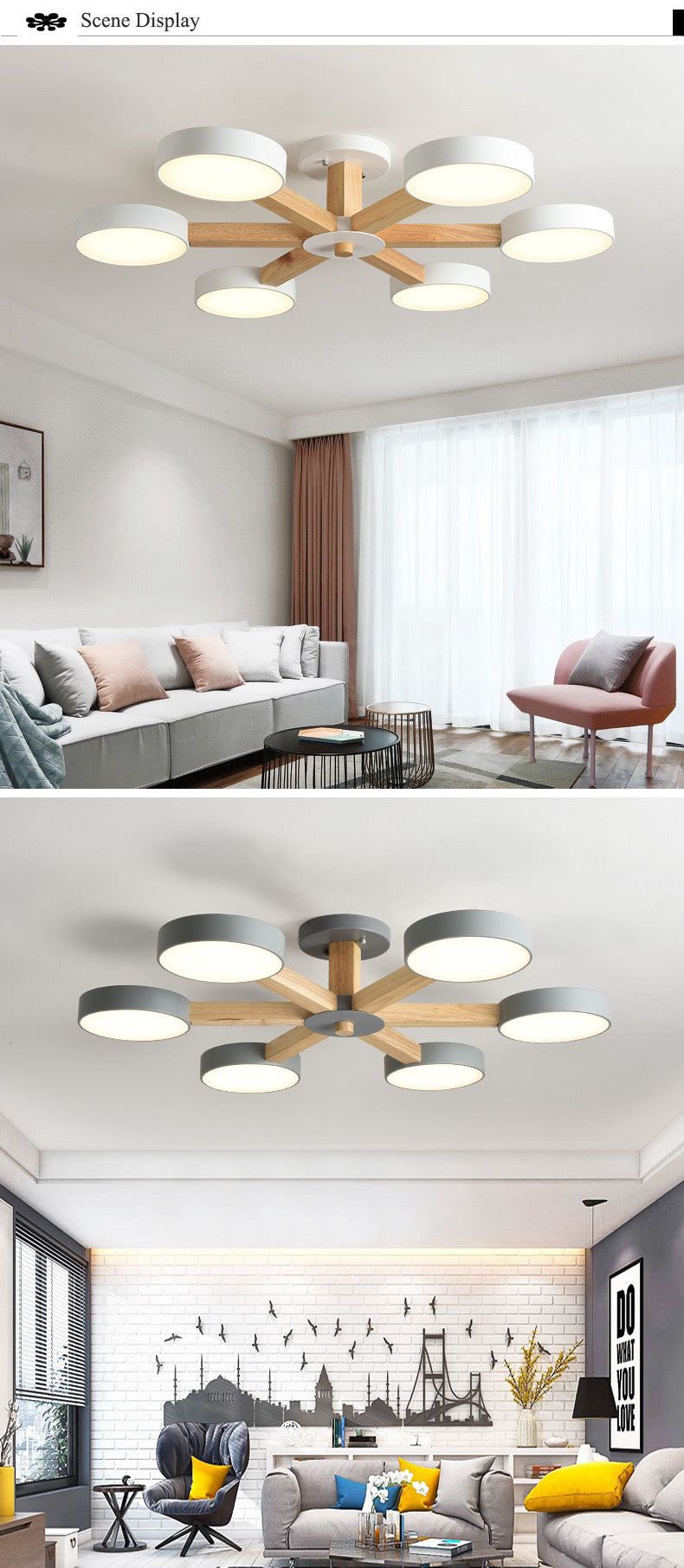 Modern Chandelier Nordic Geometric Round LED Ceiling Light