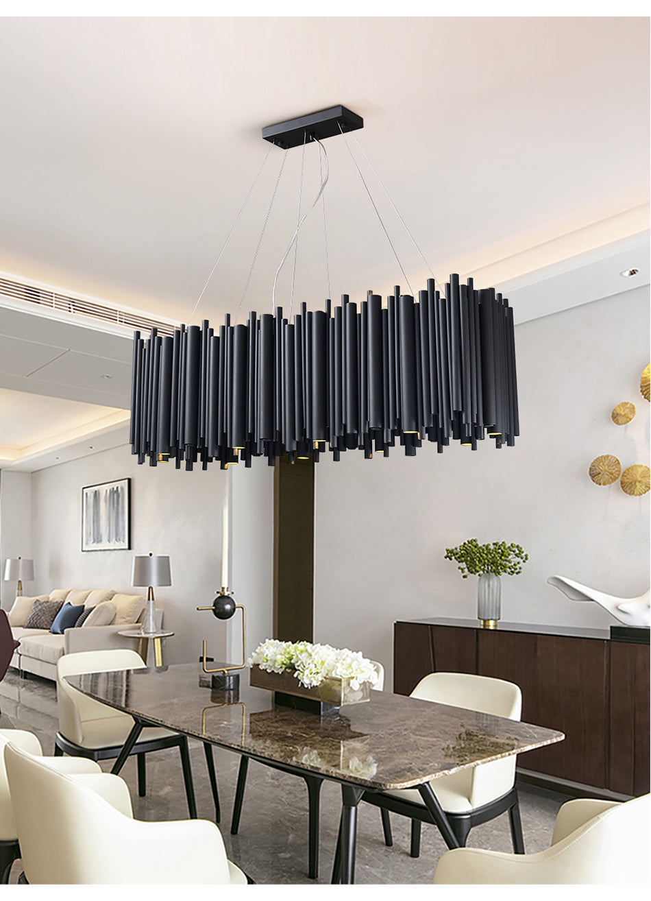 Modern Chandelier Black Stainless Steel Home Decor